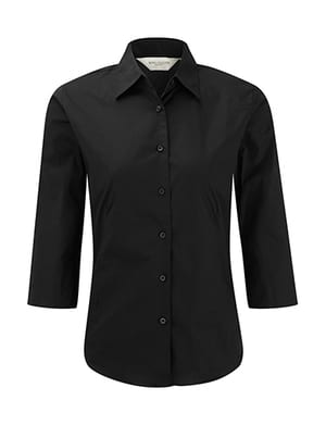 Russell Collection R-946F-0 - Camisa Mulher R946F Popeline Ajustada Manga 3/4