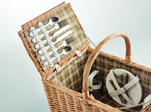 MIMBRE PLUS Deluxe 4-Person Wicker Picnic Basket Set with Utensils - GiftRetail MO6194