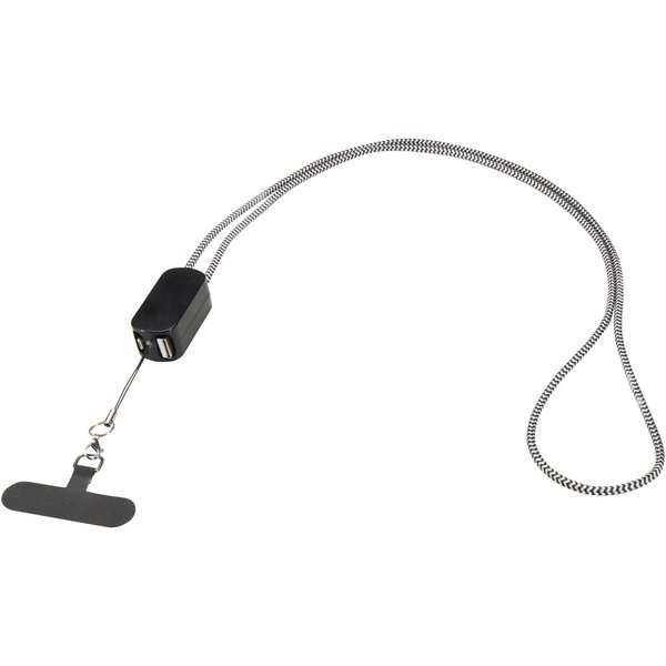 Lanyard de plástico reciclado para smartphone com cabo integrado 5 em 1 de 27 W "Anser" - EgotierPro 124494