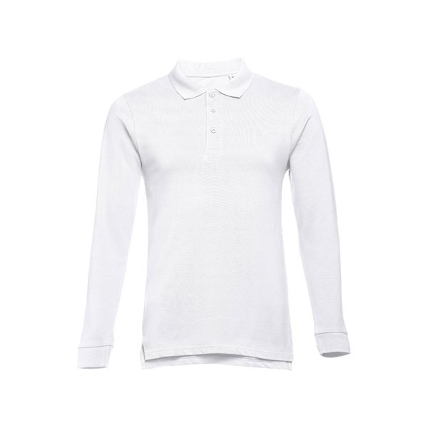 TH Clothes 11170 - Mens long-sleeved 100% cotton piqué polo shirt with removable label