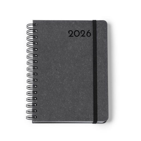 Stamina AG1005 - KURTIS Pasta de argolas A5 com capas em pele reciclada gravada em baixo relevo e elástico