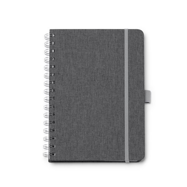 Stamina NB1626 - GARIN A5 hard cover notebook made of recycled RPET polyester fabric with double spiral ring