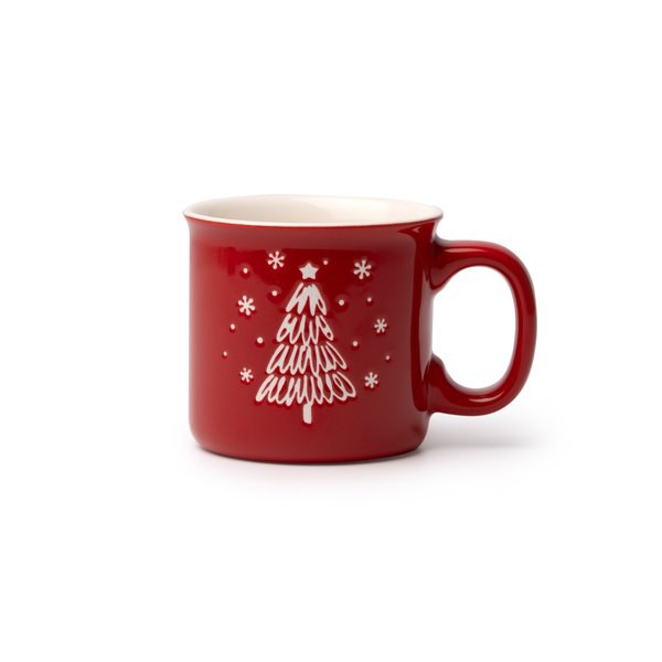Stamina TZ1852 - CALGARY Caneca cerâmica com design de árvore de Natal gravado em baixo-relevo