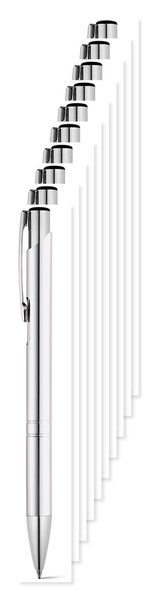 Pack of 10 Egotier 91311 - Aluminium ball pen with clip