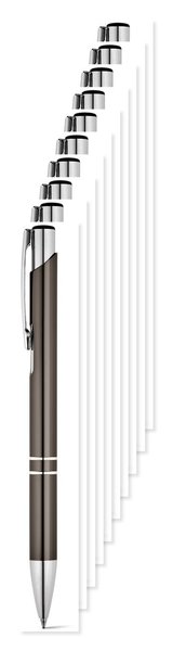 Pack of 100 Egotier 91311 - Aluminium ball pen with clip