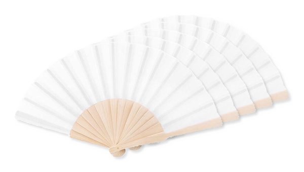 Pack of 50 GiftRetail MO9532 - FANNY WOOD Elegant Wooden Hand Fan with Polyester Fabric