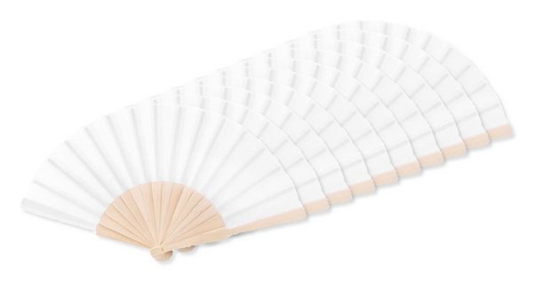 Pack of 100 GiftRetail MO9532 - FANNY WOOD Elegant Wooden Hand Fan with Polyester Fabric
