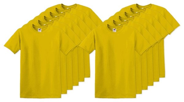Pack de 12 Fruit of the Loom SC220 - Camiseta masculina de gola redonda