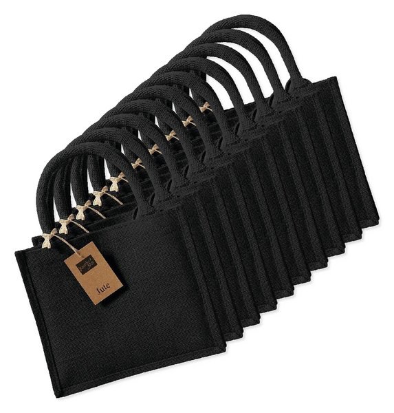 Pack of 25 Westford mill WM412 - Eco-Friendly Burlap Tote with Cotton Handles