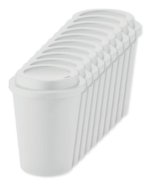 Pack of 10 GiftRetail MO6582 - NOLA Insulated Reusable 300ml Travel Coffee Cup with Lid