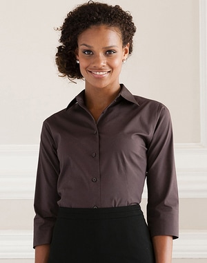 Camisa Mulher R946F Popeline Ajustada Manga 3/4