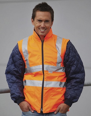 Yoko HV008SL - Hi-Vis Quilted Jacket with Zip-Off Sleeves