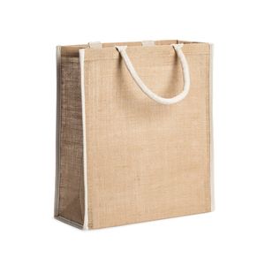 Stamina BO7148 - KOPER Bolsa de juta natural com tubagem de algodão e alças reforçadas