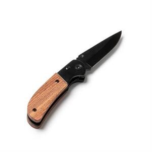 Stamina NA3990 - GOLIAT Faca de aço inoxidável com lâmina em preto e punho em madeira natural