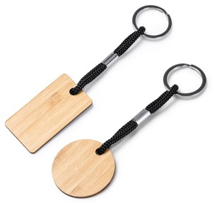 YESTE Wooden keyring in two designs with resistant polyester cord - EgotierPro KO1253