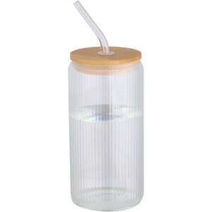 Mirage 500 ml single-walled borosilicate glass jar with bamboo lid - EgotierPro 100931