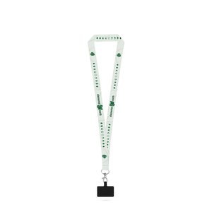 Lanyard'In 94431 - Lanyard para sublimação em poliéster reciclado (100% rPET) com mosquetão, fecho de segurança e suporte para smartphone