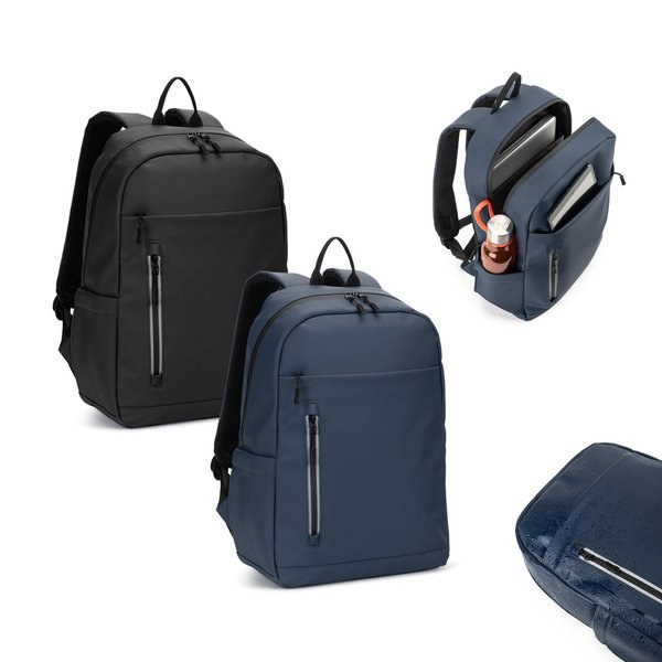 PU laptop rucksack (16"), with water-resistant zips - Egotier 92543